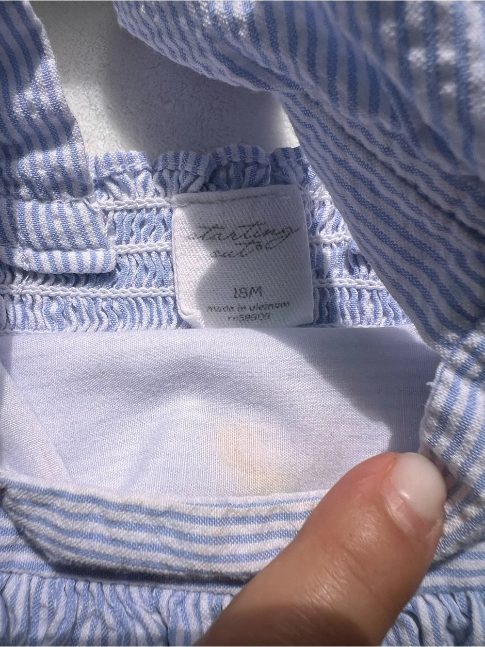 Carter's Light Blue Seersucker Dress with Yellow Lemon Embroidery